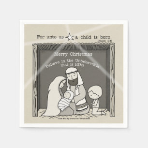 Little Boy at the Manger-Merry Christmas Napkin