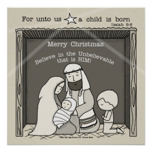 Little Boy at the Manger-Merry Christmas Poster