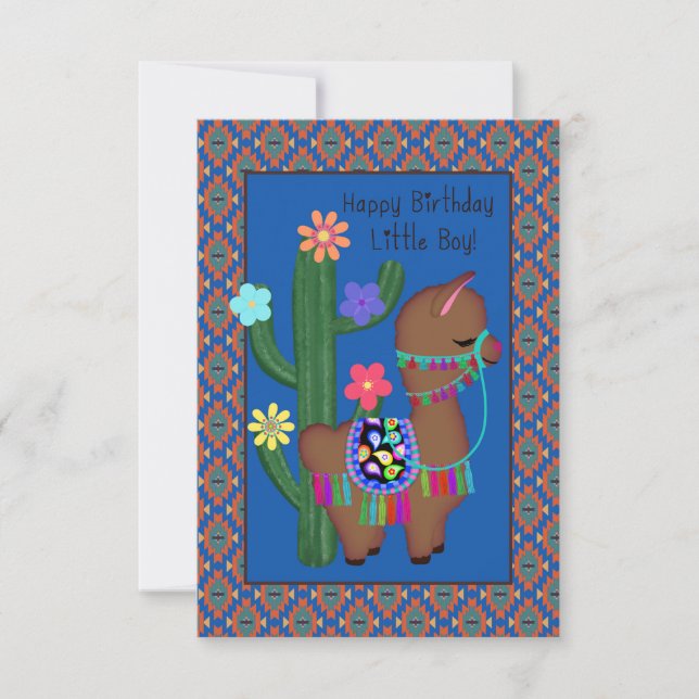 Little Boy Birthday | Adorable Little Llama (Front)