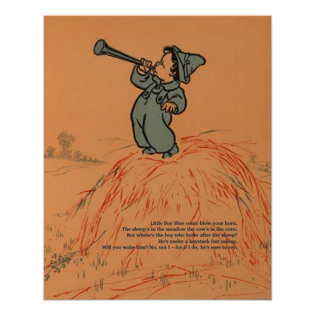 Little Boy Blue Blow Your Horn Nursery Rhyme Poster (Front)