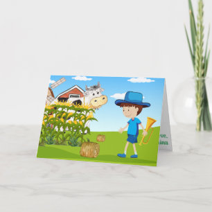 Little Boy Blue Farm Fun Kids Fab Colourful  Card