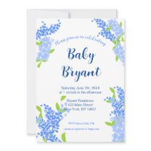 Little Boy Blue Floral Baby Shower Invitation