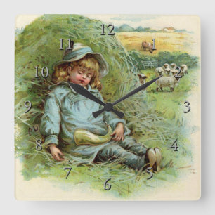 Little Boy Blue Nursery Rhyme Square Wall Clock