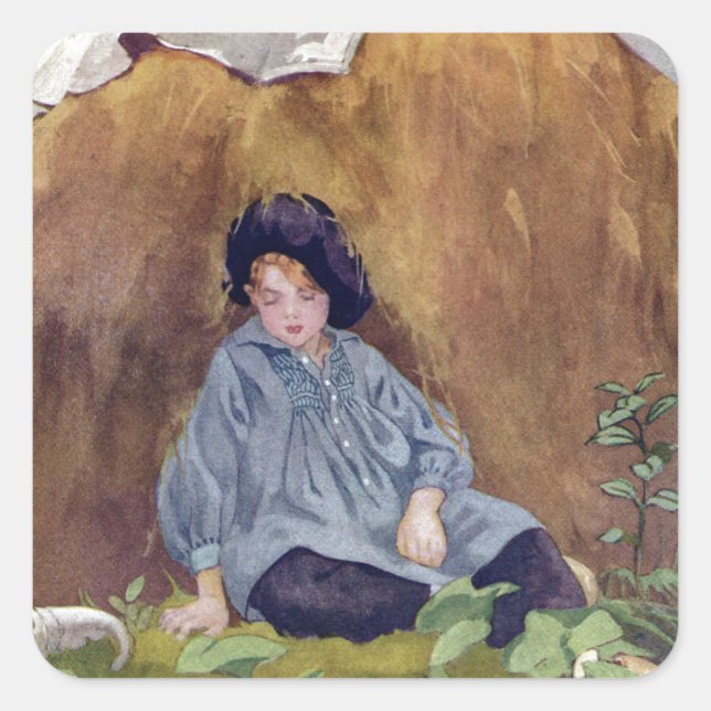 Little Boy Blue Sleeping Under the Haycock Square Sticker (Front)