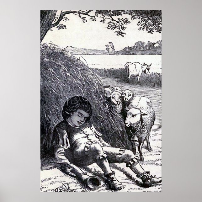 "Little Boy Blue" Vintage Illustration Poster (Front)