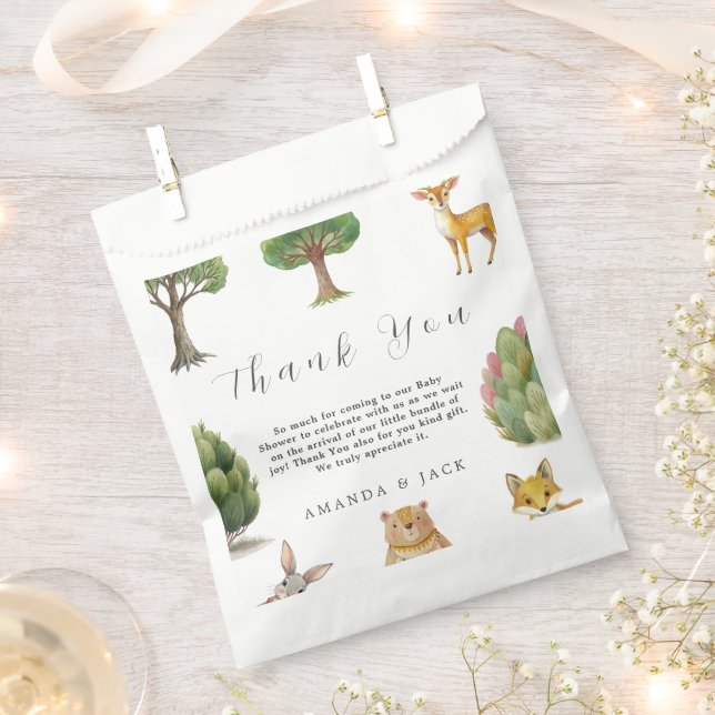 Little Boy Boho Woodland Animals Baby Shower Favour Bags (Clipped)