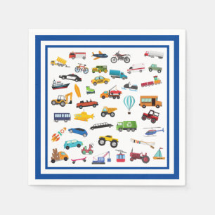Little Boy Cars Vehicle Pattern Kid Birthday Party Napkin