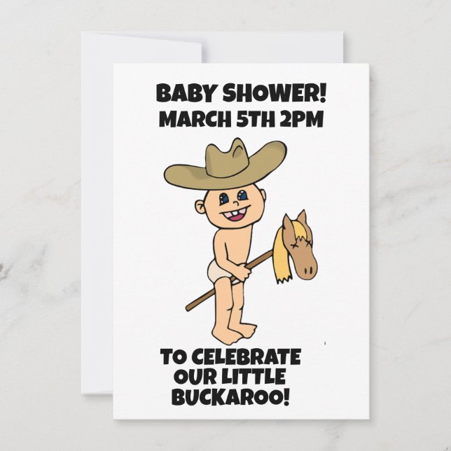 LITTLE BOY COWBOY BABY SHOWER INVITATIONS (Front)