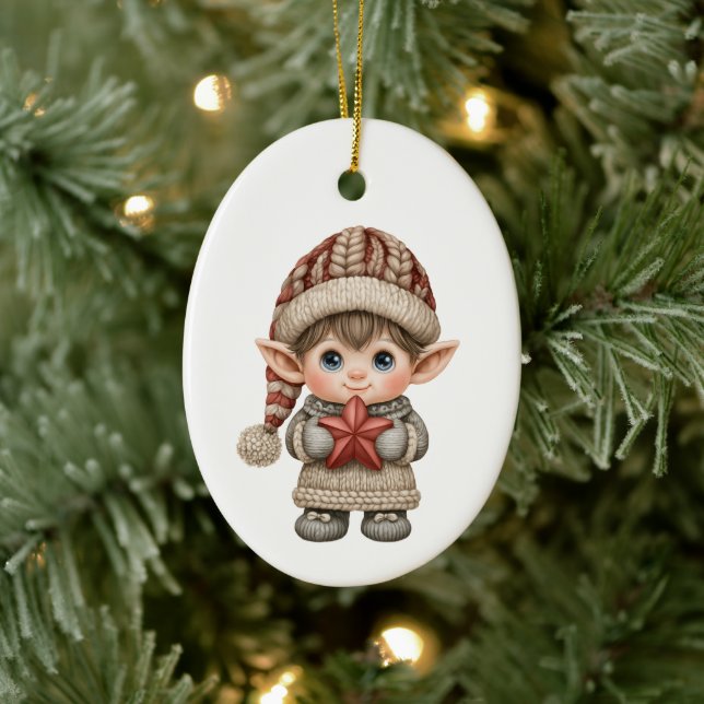 Little Boy Elf Ceramic Tree Decoration (Tree)
