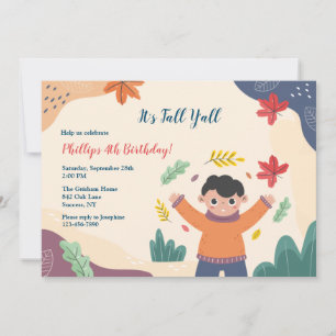 Little Boy Fall Birthday Invitation