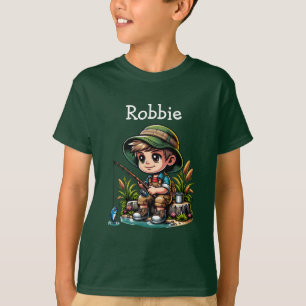 Little Boy Fishing Cartoon Personalised T-Shirt