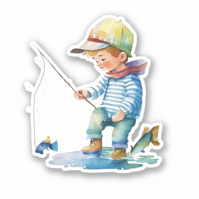 Little Boy Fishing Illustration   (Front)