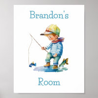 Little Boy Fishing Illustration Personalised