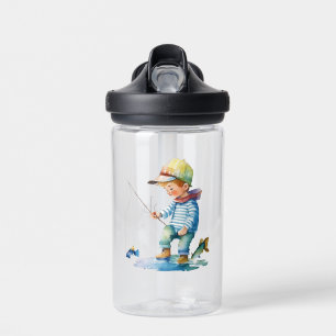 Little Boy Fishing Illustration Personalised Water Bottle