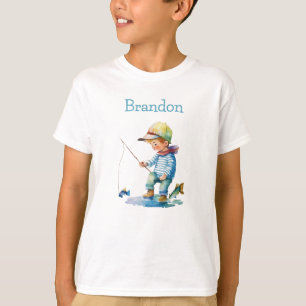 Little Boy Fishing Illustration Personalized T-Shirt