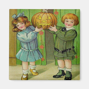 Little Boy & Girl With Jack O' Lantern Magnet