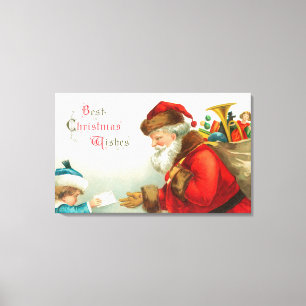 Little Boy Giving Santa a Letter Canvas Print