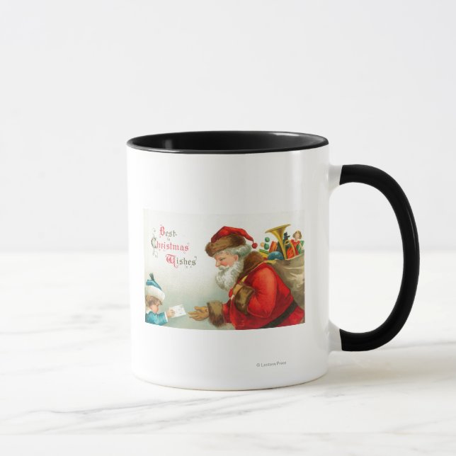 Little Boy Giving Santa a Letter Mug (Right)