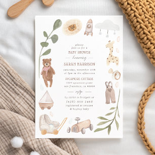 Little Boy Hand Painted Toys   Custom Baby Shower Invitation