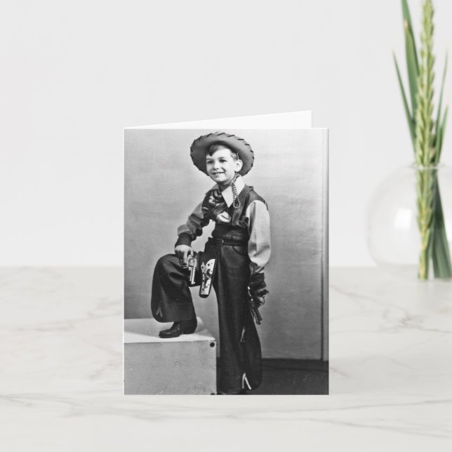 Little Boy in Cowboy Outfit Notecard (Front)