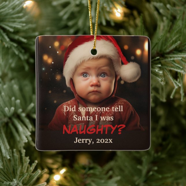 Little Boy Naughty List Fun Christmas Ornament (Tree)