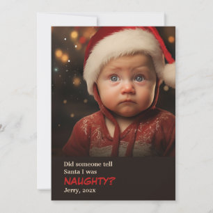 Little Boy Naughty List Fun Photo Christmas Card
