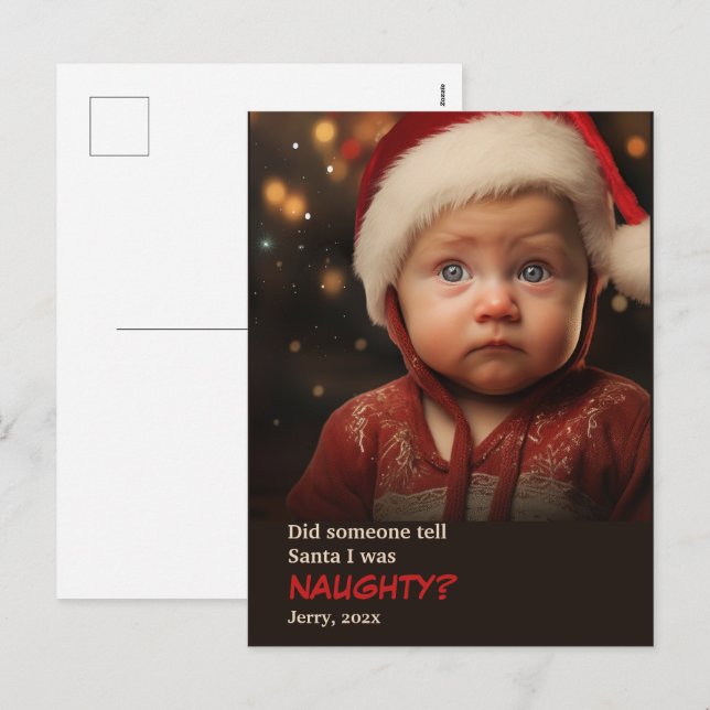 Little Boy Naughty List Fun Photo Postcard (Front/Back)