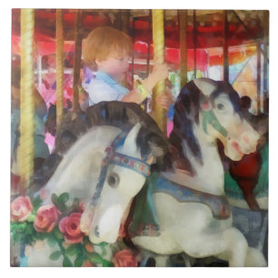 Little Boy on Carousel Tile
