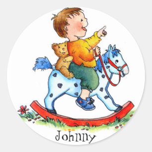 Little Boy on Rocking Horse-Customisable Stickers