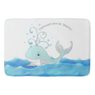 Little Boy Personalised Bath Home Decor Cute Whale Mat