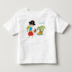 Little Boy Pirate with Treasure and Parrot Toddler T-Shirt