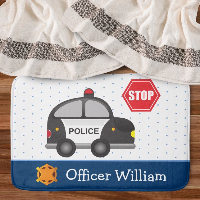 Little Boy Police Officer and Car Bath Mat (Creator Uploaded)