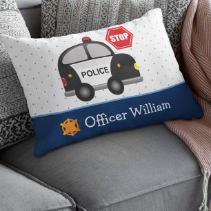  Little Boy Police Officer and Car Decorative Cushion