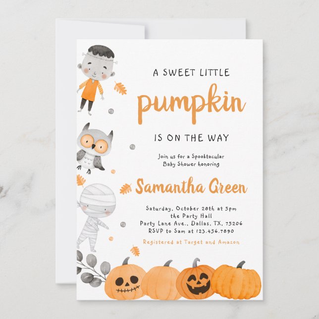 Little Boy Pumpkin Baby Shower Invitation (Front)