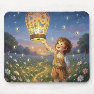 Little Boy Releasing a Chinese Lantern Mouse Mat