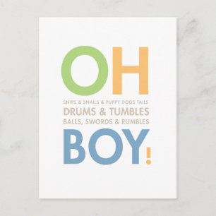 Little Boy Shower Invitation Snips & Snails Postcard