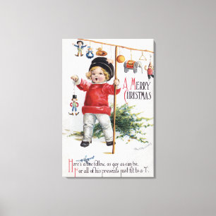 Little Boy Showing His Gifts Canvas Print