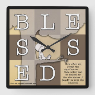 Little Boy Sits in Tree-Blessed By Beauty Square Wall Clock