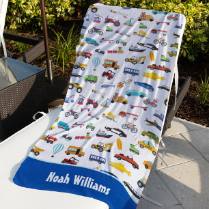  Little Boy Things That Move Vehicle Cars Kid Beach Towel