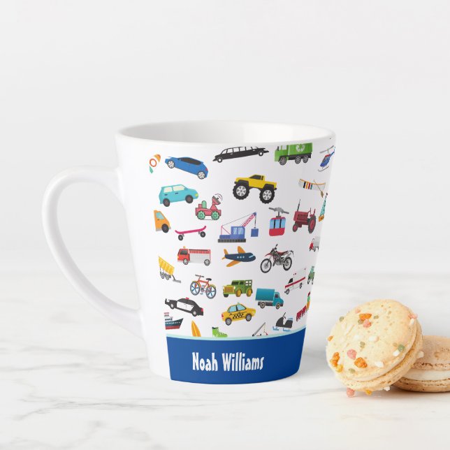 Little Boy Things That Move Vehicle Cars Kid Latte Mug (In Situ)