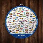 Little Boy Things That Move Vehicle Cars Kid Name Dartboard<br><div class="desc">Add a custom touch to your little boy's sports and game collection with this adorable dart board that celebrates all things that move: fire trucks, police cars, helicopters and planes, trains, taxis, construction vehicles, and more! Add your son's name for a personal touch. This dart board makes a fun personalised...</div>