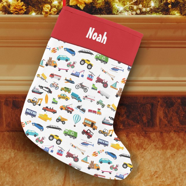 Little Boy Things That Move Vehicle Cars Kid, Red Small Christmas Stocking (Creator Uploaded)