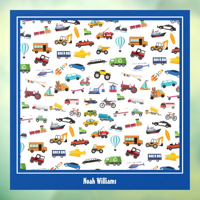 Little Boy Things That Move Vehicle Cars Kid Window Cling (Sheet 3)