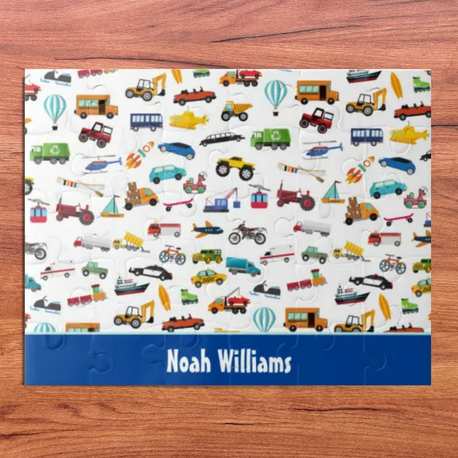 Little Boy Things That Move Vehicle Cars Pattern Jigsaw Puzzle (Creator Uploaded)