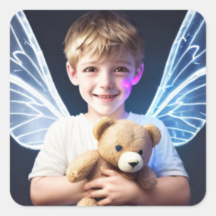 Little Boy with Fairy Wings  Square Sticker