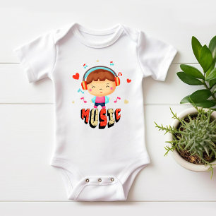 Little boy with music baby bodysuit