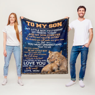Little Boy Yesterday Friend Today-Lion Mom To Son  Fleece Blanket