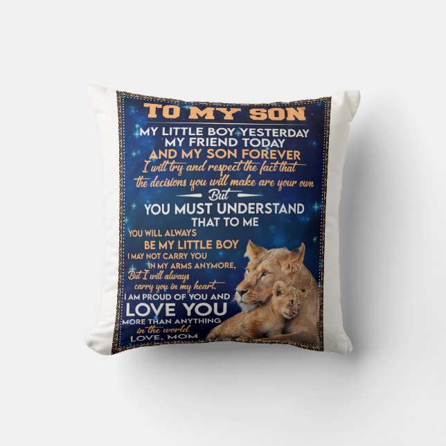 Little Boy Yesterday Friend Today-Lion Mum To Son  Cushion (Front)