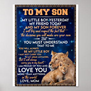 Little Boy Yesterday Friend Today-Lion Mum To Son  Poster