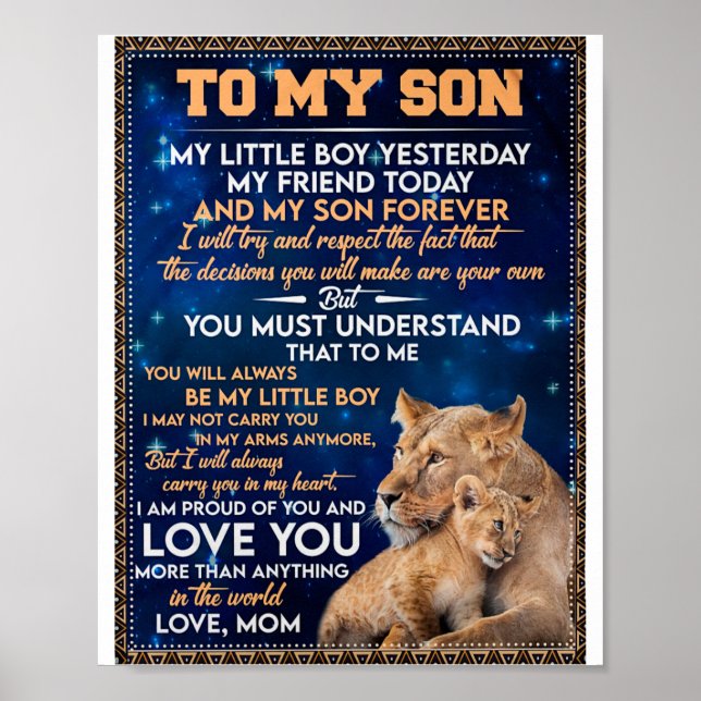 Little Boy Yesterday Friend Today-Lion Mum To Son  Poster (Front)